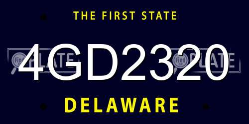 4GD2320 Delaware License Plate