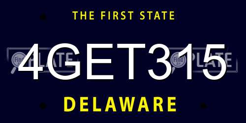 4GET315 Delaware License Plate