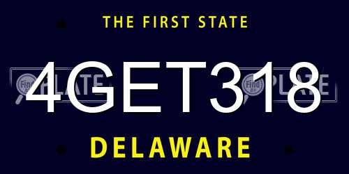 4GET318 Delaware License Plate