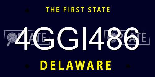 4GGI486 Delaware License Plate