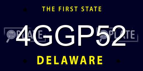 4GGP52 Delaware License Plate