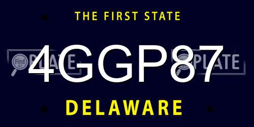 4GGP87 Delaware License Plate