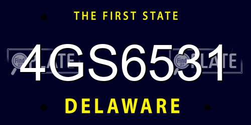 4GS6531 Delaware License Plate