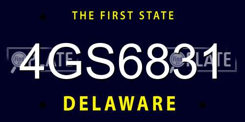 4GS6831 Delaware License Plate