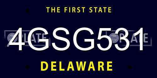 4GSG531 Delaware License Plate