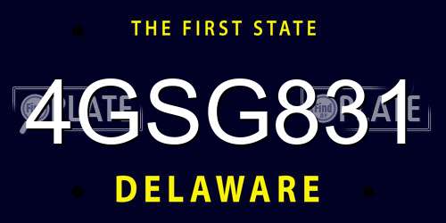 4GSG831 Delaware License Plate