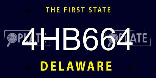 4HB664 Delaware License Plate