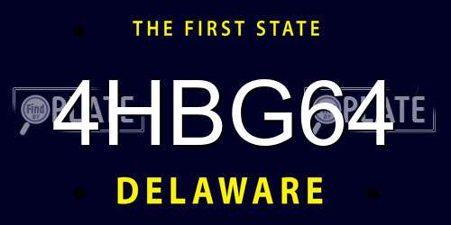 4HBG64 Delaware License Plate