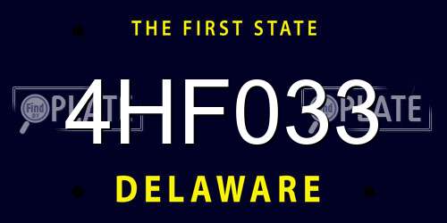 4HF033 Delaware License Plate