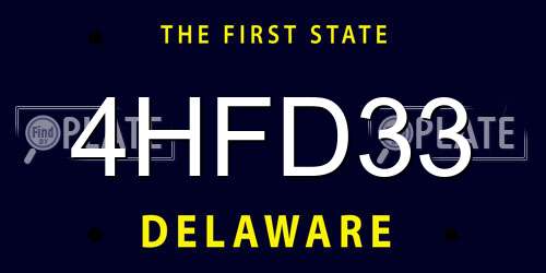 4HFD33 Delaware License Plate