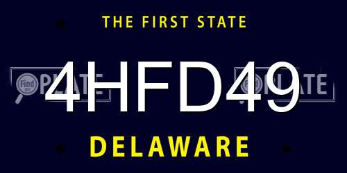 4HFD49 Delaware License Plate