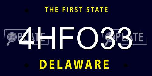 4HFO33 Delaware License Plate