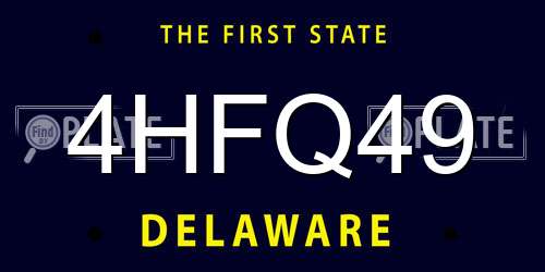 4HFQ49 Delaware License Plate