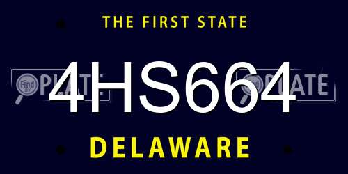 4HS664 Delaware License Plate