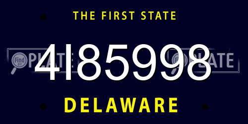 4I85998 Delaware License Plate