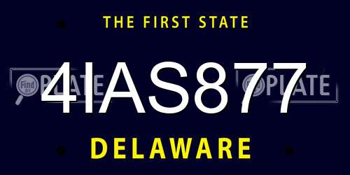 4IAS877 Delaware License Plate