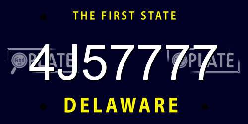 4J57777 Delaware License Plate