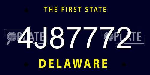 4J87772 Delaware License Plate