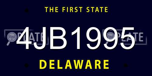 4JB1995 Delaware License Plate
