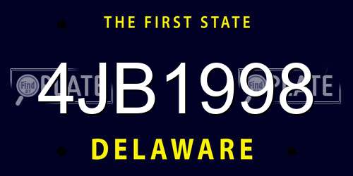 4JB1998 Delaware License Plate