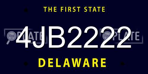 4JB2222 Delaware License Plate