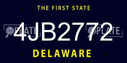 4JB2772 Delaware License Plate