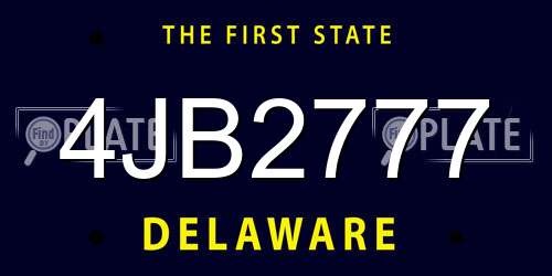 4JB2777 Delaware License Plate