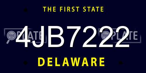 4JB7222 Delaware License Plate