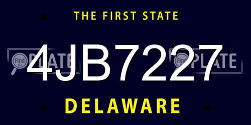 4JB7227 Delaware License Plate