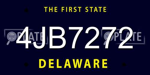 4JB7272 Delaware License Plate