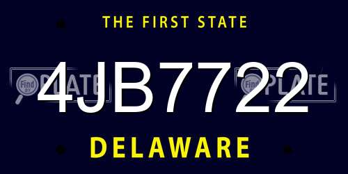 4JB7722 Delaware License Plate