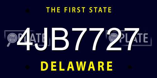 4JB7727 Delaware License Plate