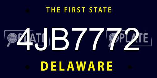 4JB7772 Delaware License Plate