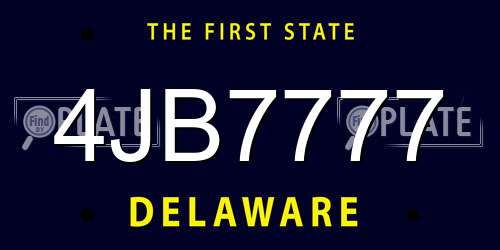 4JB7777 Delaware License Plate