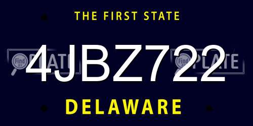 4JBZ722 Delaware License Plate