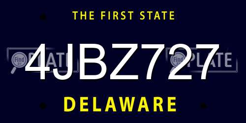 4JBZ727 Delaware License Plate
