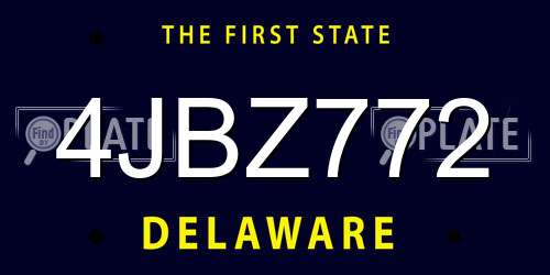 4JBZ772 Delaware License Plate