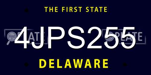 4JPS255 Delaware License Plate