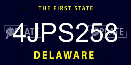 4JPS258 Delaware License Plate