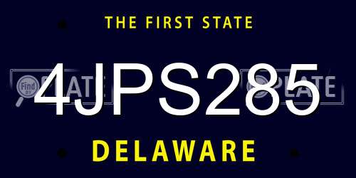 4JPS285 Delaware License Plate