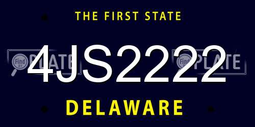 4JS2222 Delaware License Plate
