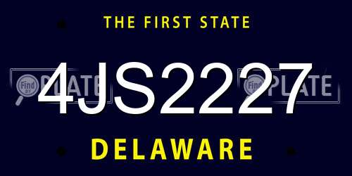 4JS2227 Delaware License Plate