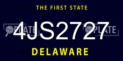 4JS2727 Delaware License Plate