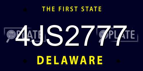 4JS2777 Delaware License Plate