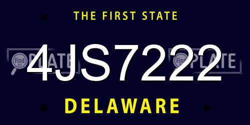 4JS7222 Delaware License Plate