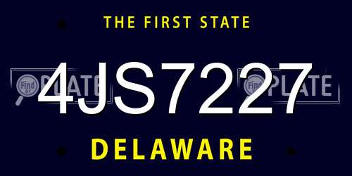 4JS7227 Delaware License Plate