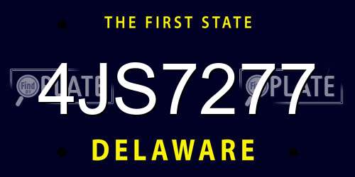 4JS7277 Delaware License Plate