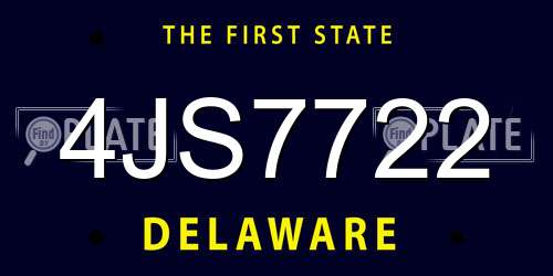 4JS7722 Delaware License Plate