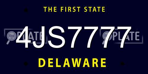 4JS7777 Delaware License Plate
