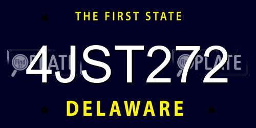 4JST272 Delaware License Plate
